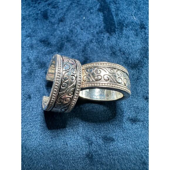 Napier‎ Silver Tone Hoop Earrings Ornate Scroll Design - Picture 2 of 10